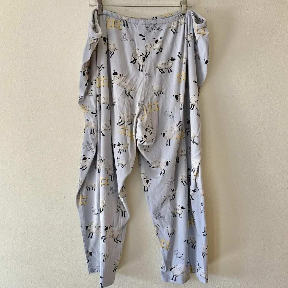 NICK & NORA Women's Blue Counting Sheep Cotton Knit Pajama Set 3XL